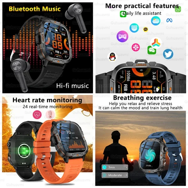 For Xiaomi Sports Smart Watch Men 1.96" AMOLED Screen GPS Tracker LED Flashlight 420mAh Battery Waterproof Bluetooth Call Watch - Image 4