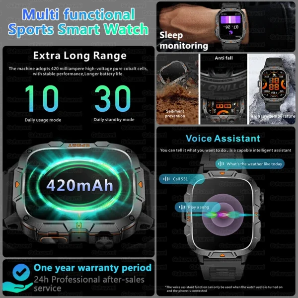 For Xiaomi Sports Smart Watch Men 1.96" AMOLED Screen GPS Tracker LED Flashlight 420mAh Battery Waterproof Bluetooth Call Watch - Image 5