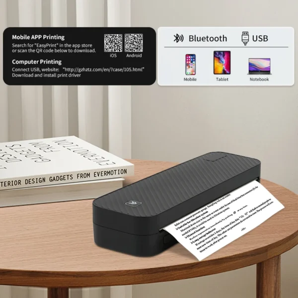 Inkless Portable A4 Thermal Printer Bluetooth PDF Excel Word Document Printing Machine Paper Roll For Office Work Home School - Image 2