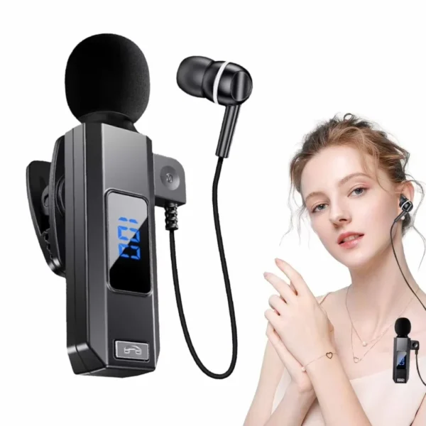 M1 Lavalier Business Bluetooth 5.5 Headset 30H With HD Mic LED Power Digital Display Noise Cancelling HIFI Wireless Headphone - Image 2