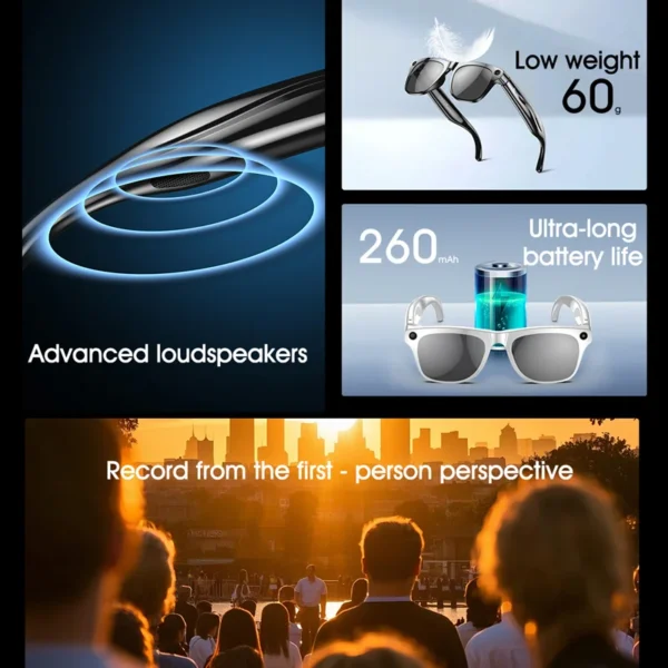 4K AI Smart Glasses Multifunction Camera For Xiaomi Bluetooth Call Voice Assistant Music Player Translate Photochromic Glasses - Image 4