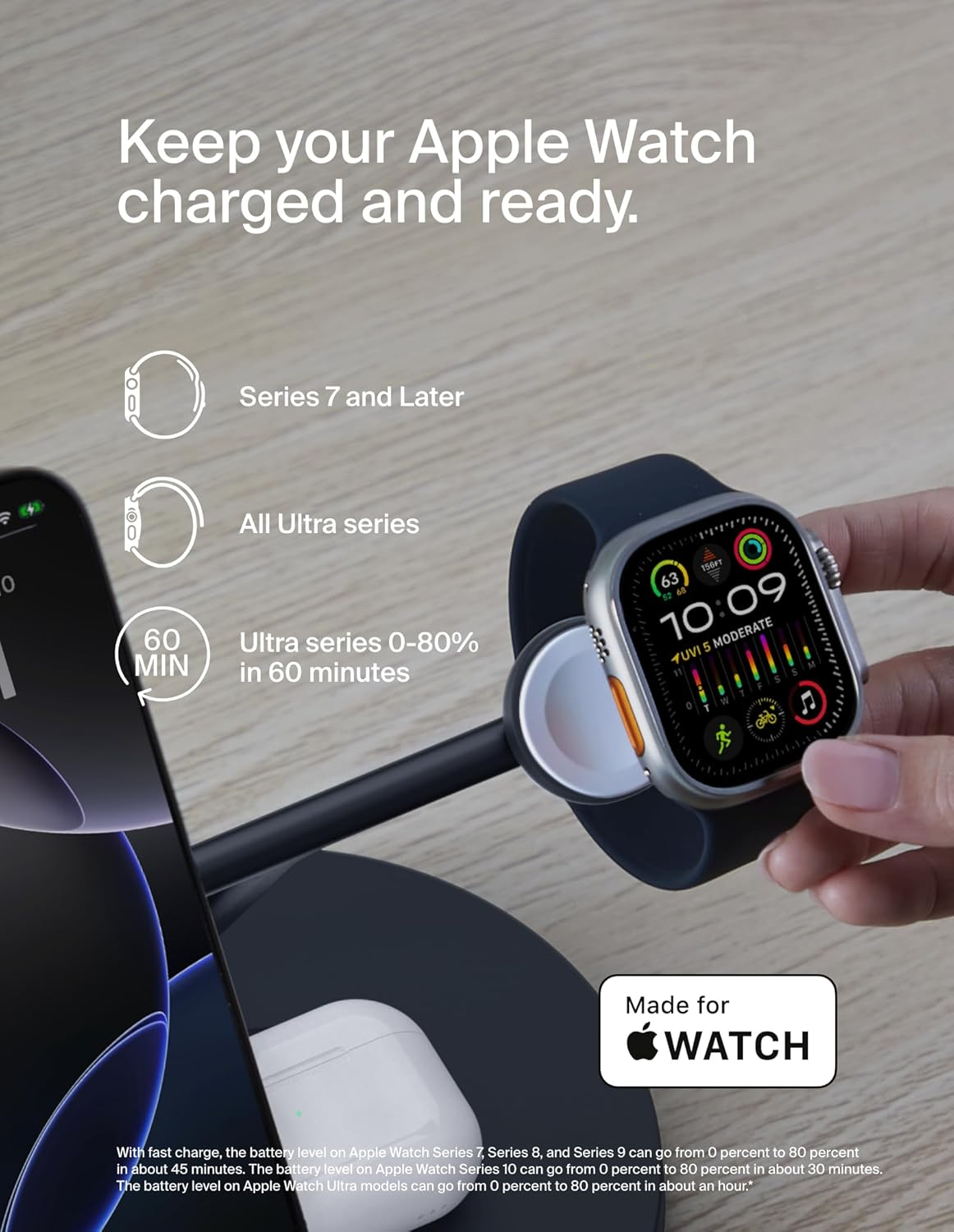 3-in-1 MagSafe Wireless Charger Station – iPhone, Apple Watch, AirPods, 15W Fast Charge - Image 4