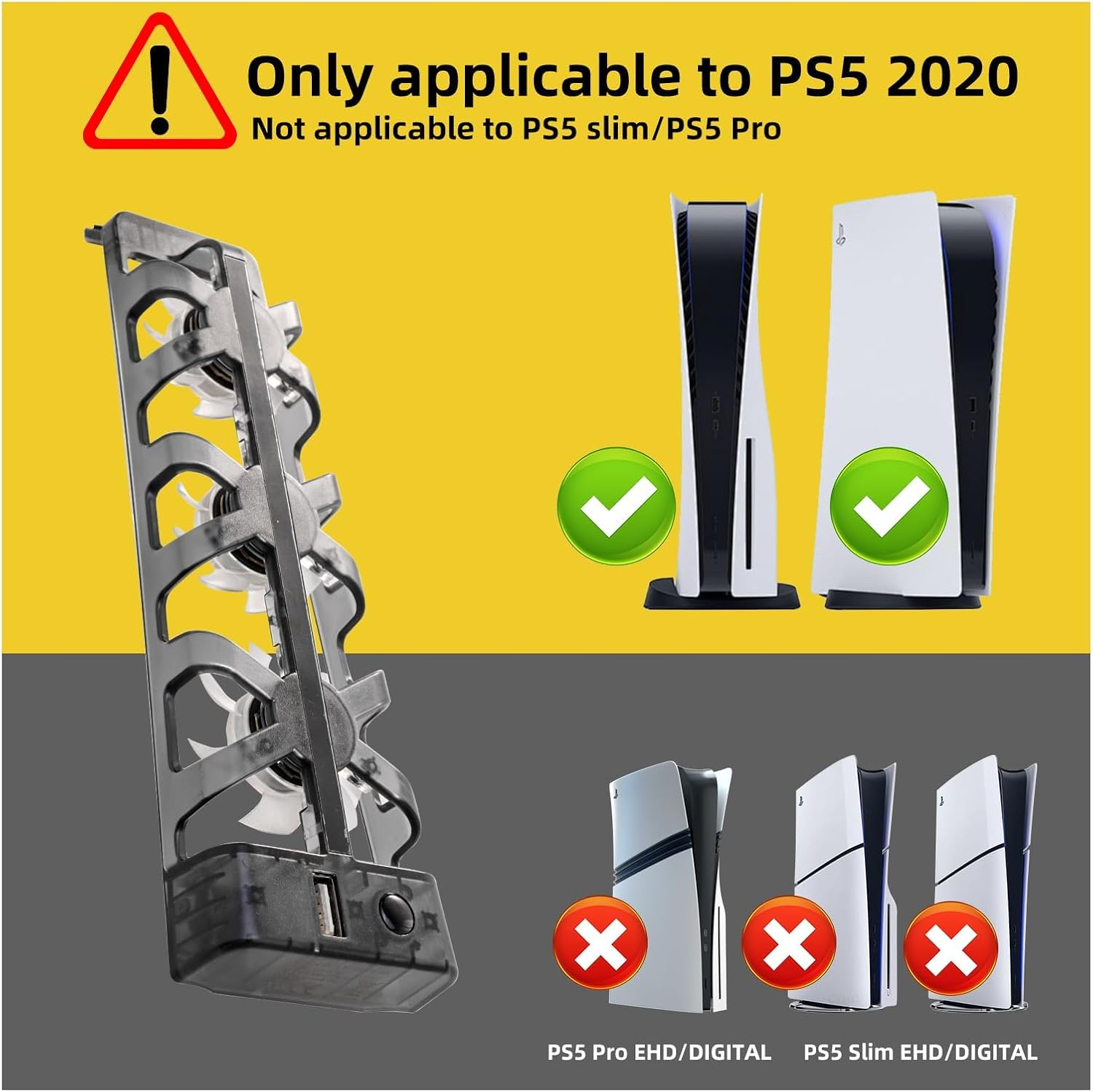 PS5 Cooling Fan Compatible with PS5 Disc & Digital Edition, Triple Quiet Fans - Image 2