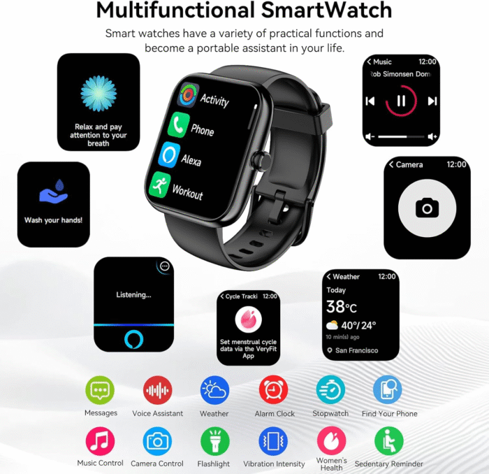 Smart Watch with Alexa & Bluetooth Calls | 1.83" HD Fitness Tracker for Men & Women | IP68 Waterproof - Image 6