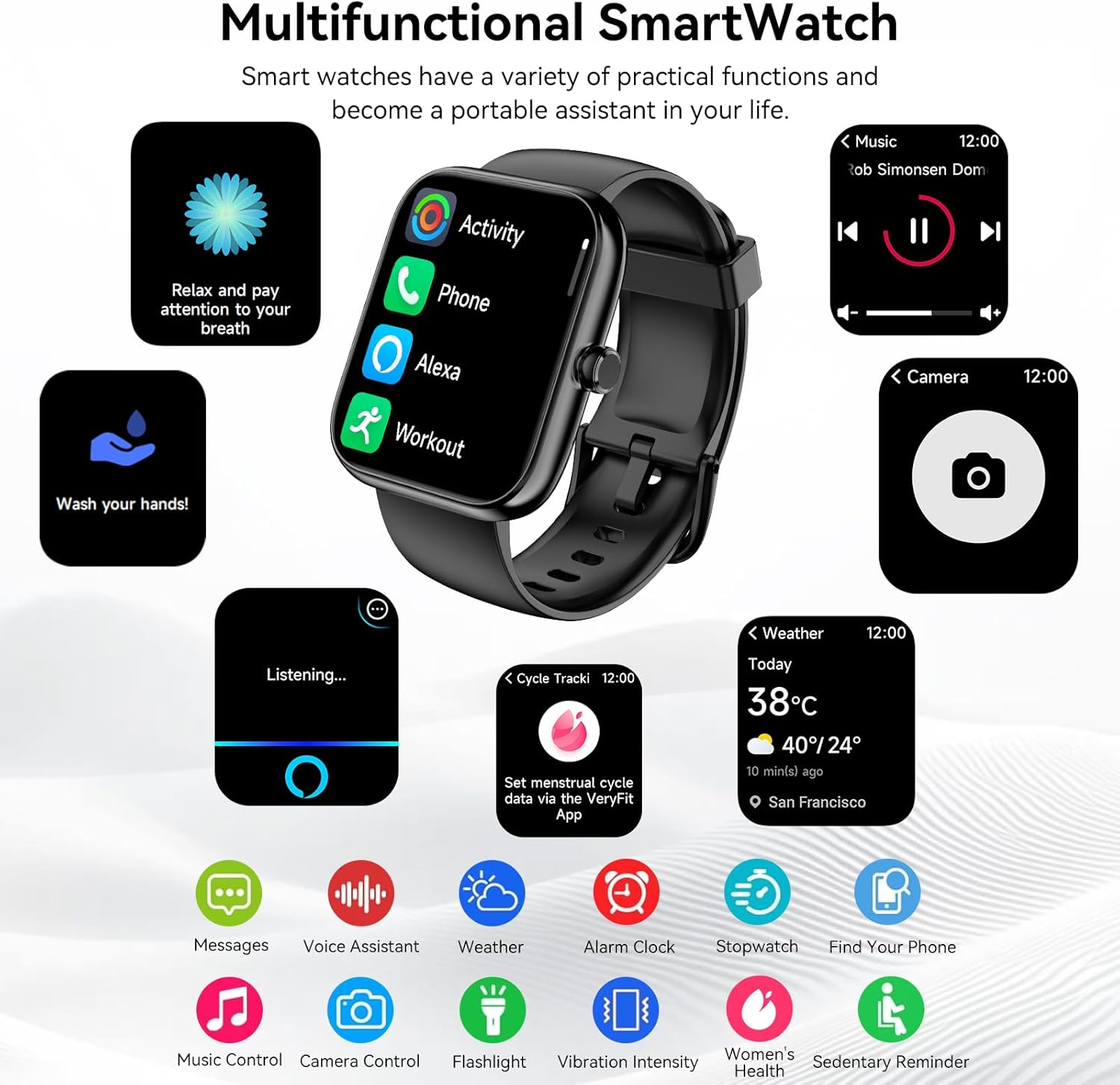 Smart Watch with Alexa & Bluetooth Calls | 1.83" HD Fitness Tracker for Men & Women | IP68 Waterproof - Image 6
