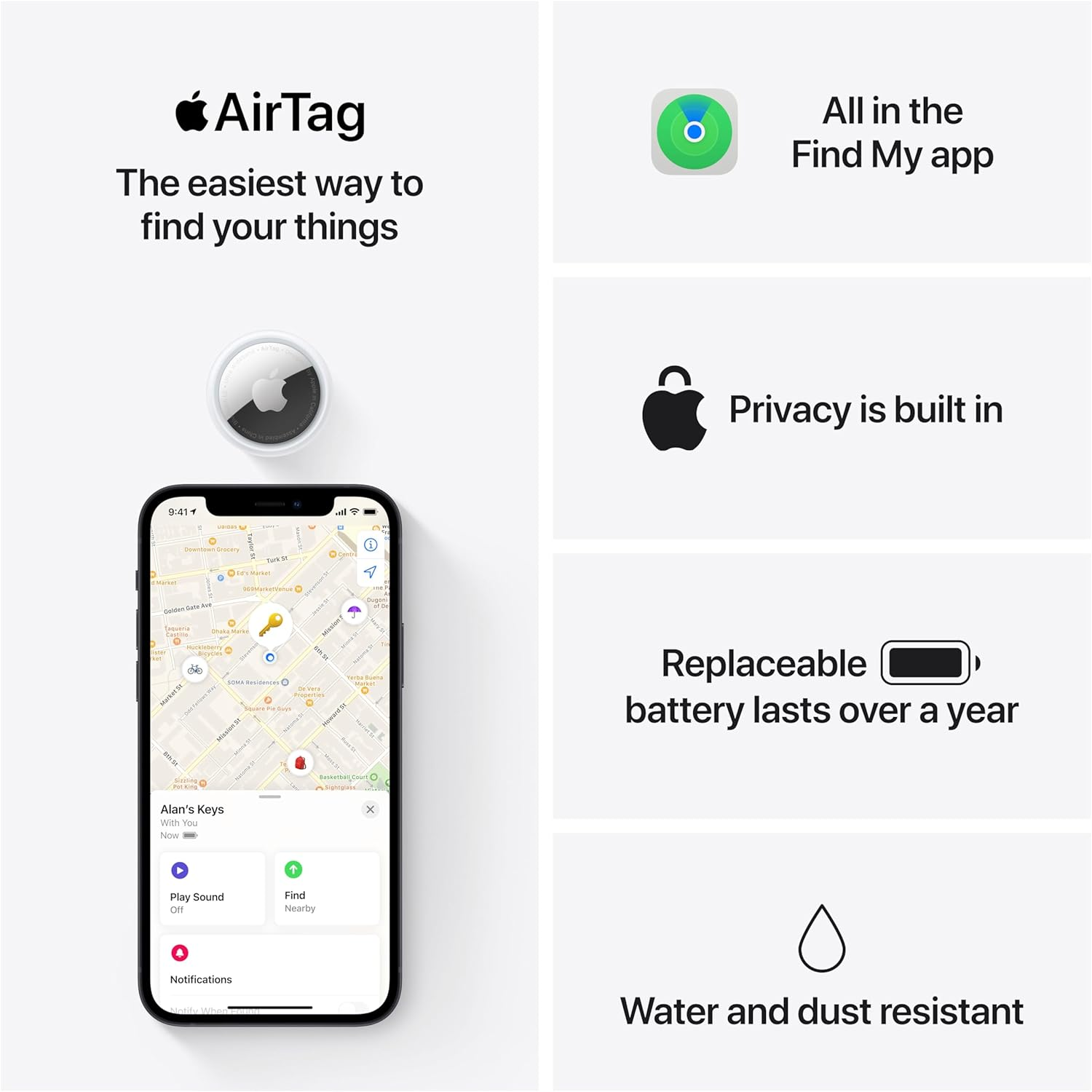 Apple AirTag β Item Tracker for Keys, Wallet, Luggage & More | Precision Finding, One-Tap Setup, Find My App Compatible - Image 6