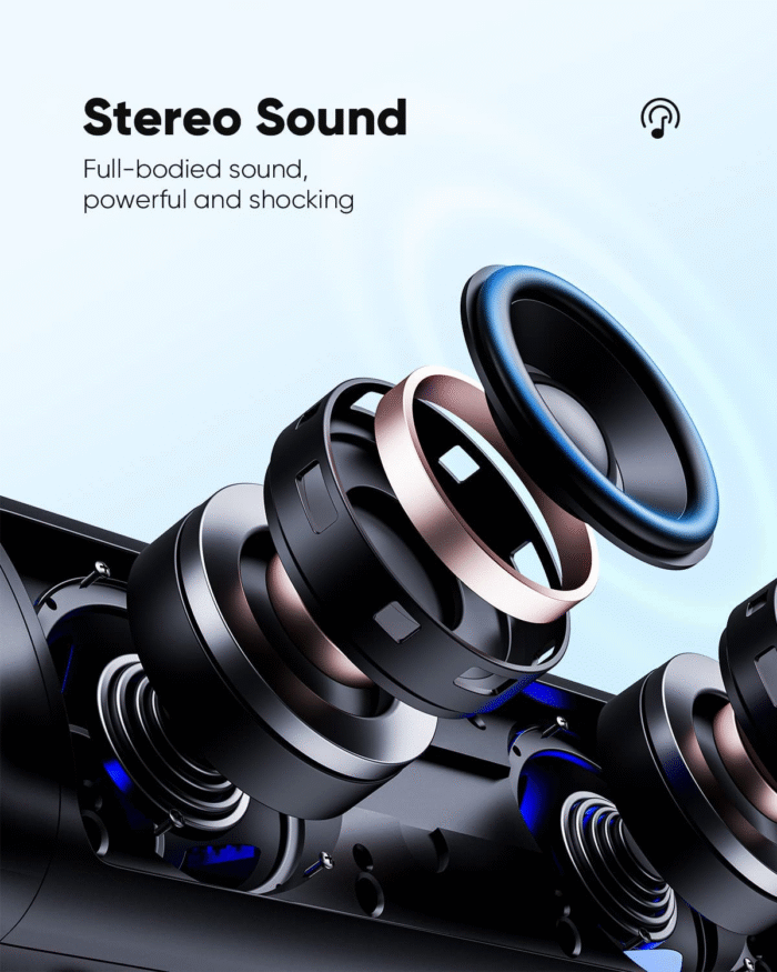 Bluetooth Speaker – Waterproof, Deep Bass, 20H Playtime, TWS Pairing, LED Lights - Image 2