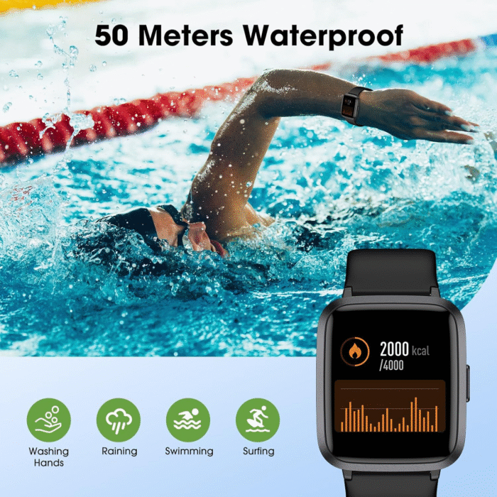 Smart Fitness Tracker Watch 5ATM Waterproof Heart Rate & Sleep Monitor with Pedometer - Image 2