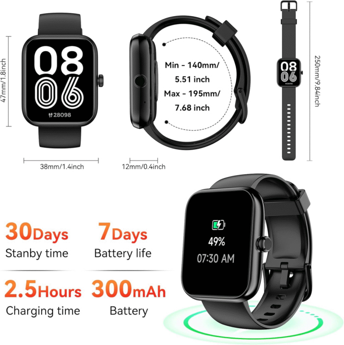 Smart Watch with Alexa & Bluetooth Calls | 1.83" HD Fitness Tracker for Men & Women | IP68 Waterproof - Image 7