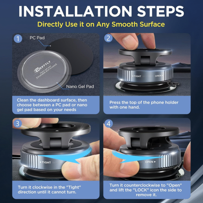Vacuum Magnetic Phone Holder 2026 – Suction Cup Mount with Nano Gel Pads & 360° Rotation - Image 3