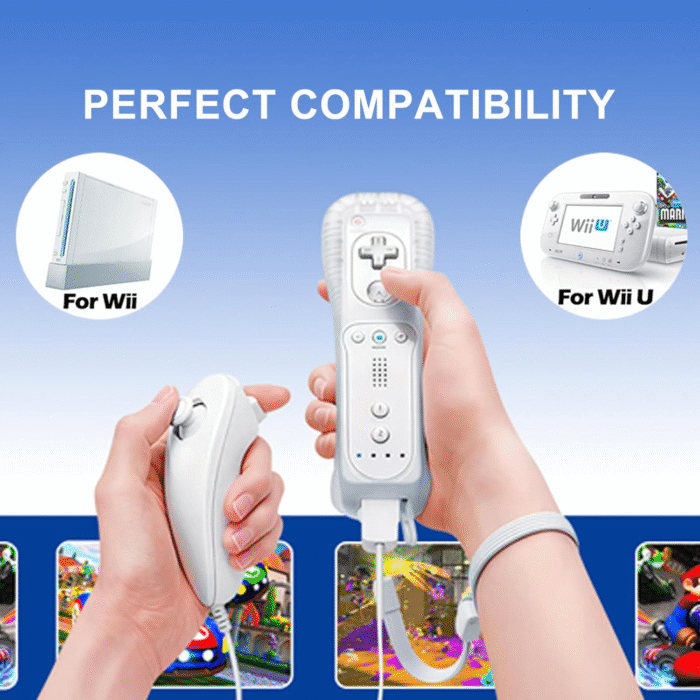 Wii Remote & Nunchuck Controller for Nintendo Wii/Wii U | Motion Sensing + Case - Image 2