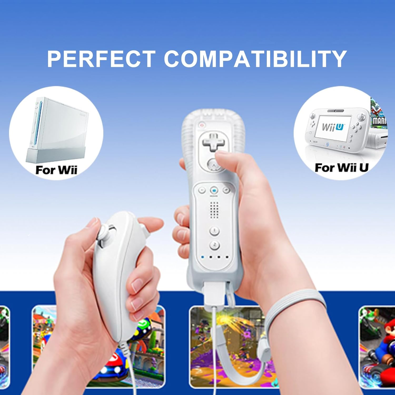 Wii Remote & Nunchuck Controller for Nintendo Wii/Wii U | Motion Sensing + Case - Image 2