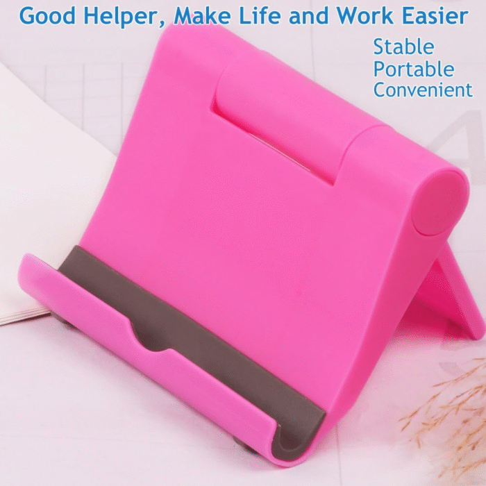 Foldable Cell Phone Stand for Desk – Adjustable Tablet & Phone Holder (Pink) - Image 6