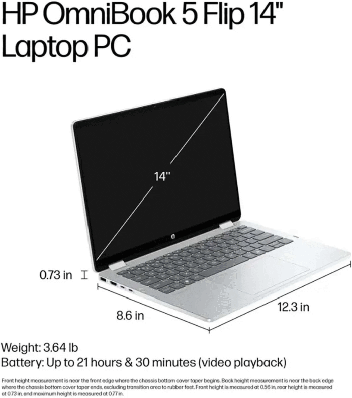 HP OmniBook 5 Flip 14" 2K Touch Laptop Intel Core 7 16GB RAM 512GB SSD - Image 8