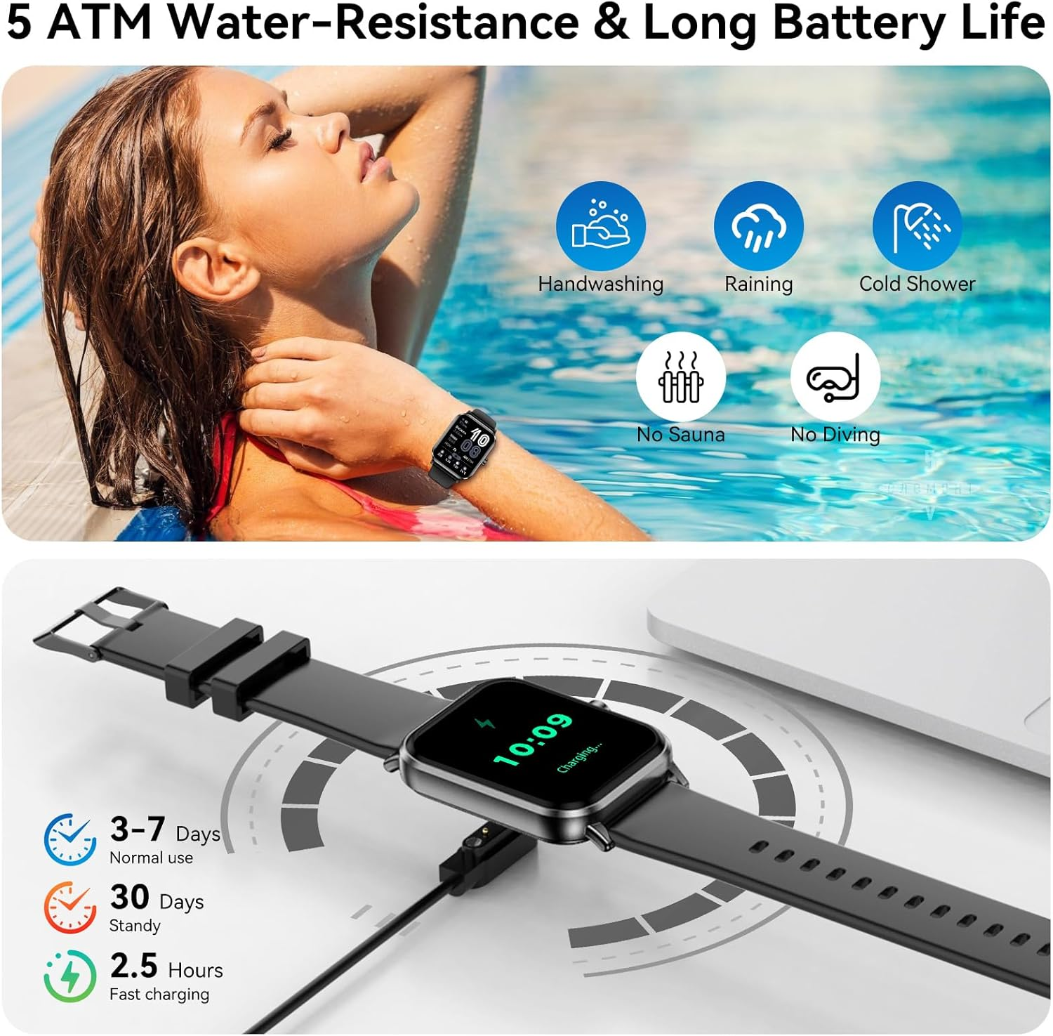 Smart Watch for Men & Women | 1.83" HD Touchscreen | Bluetooth Calling | 5ATM Waterproof Fitness Tracker - Image 7