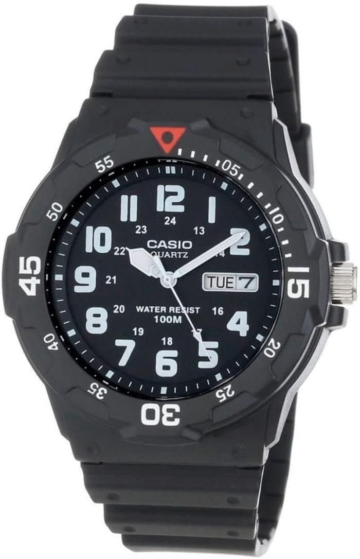 Casio MRW200H Series – Unisex Analog Watch, 100M Water Resistant, Date Display, Resin Band, 3-Year Battery