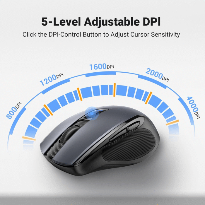 UGREEN 2.4G Wireless Mouse 4000 DPI 6-Button Ergonomic Silent Mouse Black - Image 3