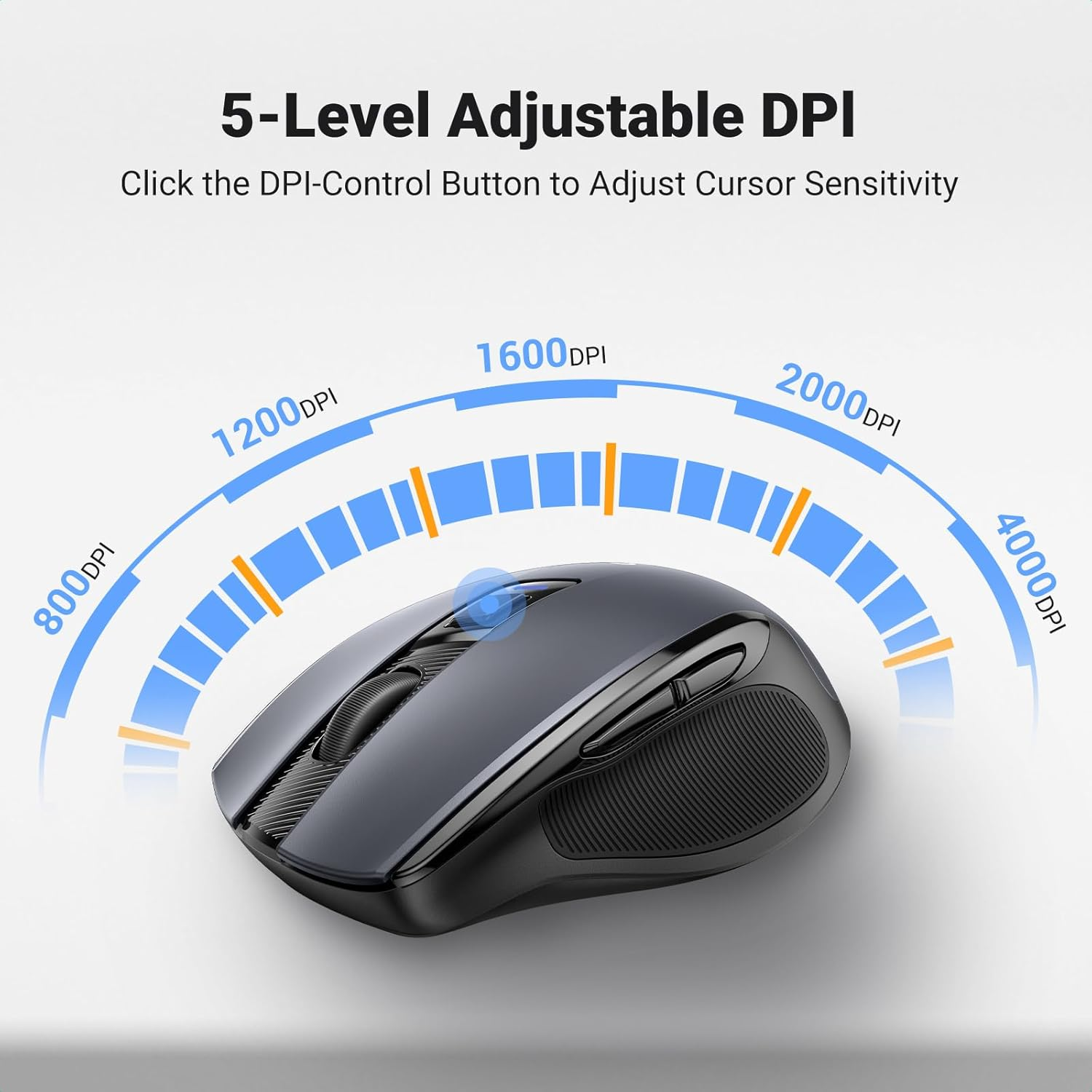 UGREEN 2.4G Wireless Mouse 4000 DPI 6-Button Ergonomic Silent Mouse Black - Image 3
