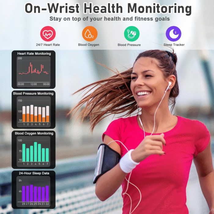 Smart Fitness Tracker Watch 1.47" Touchscreen IP68 Waterproof Heart Rate & Sleep Monitor - Image 3