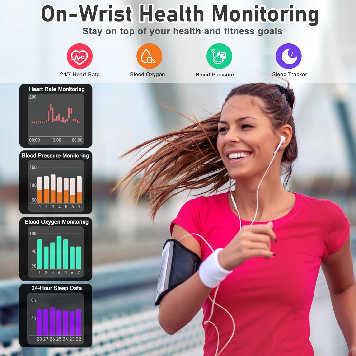 Smart Fitness Tracker Watch 1.47" Touchscreen IP68 Waterproof Heart Rate & Sleep Monitor - Image 3