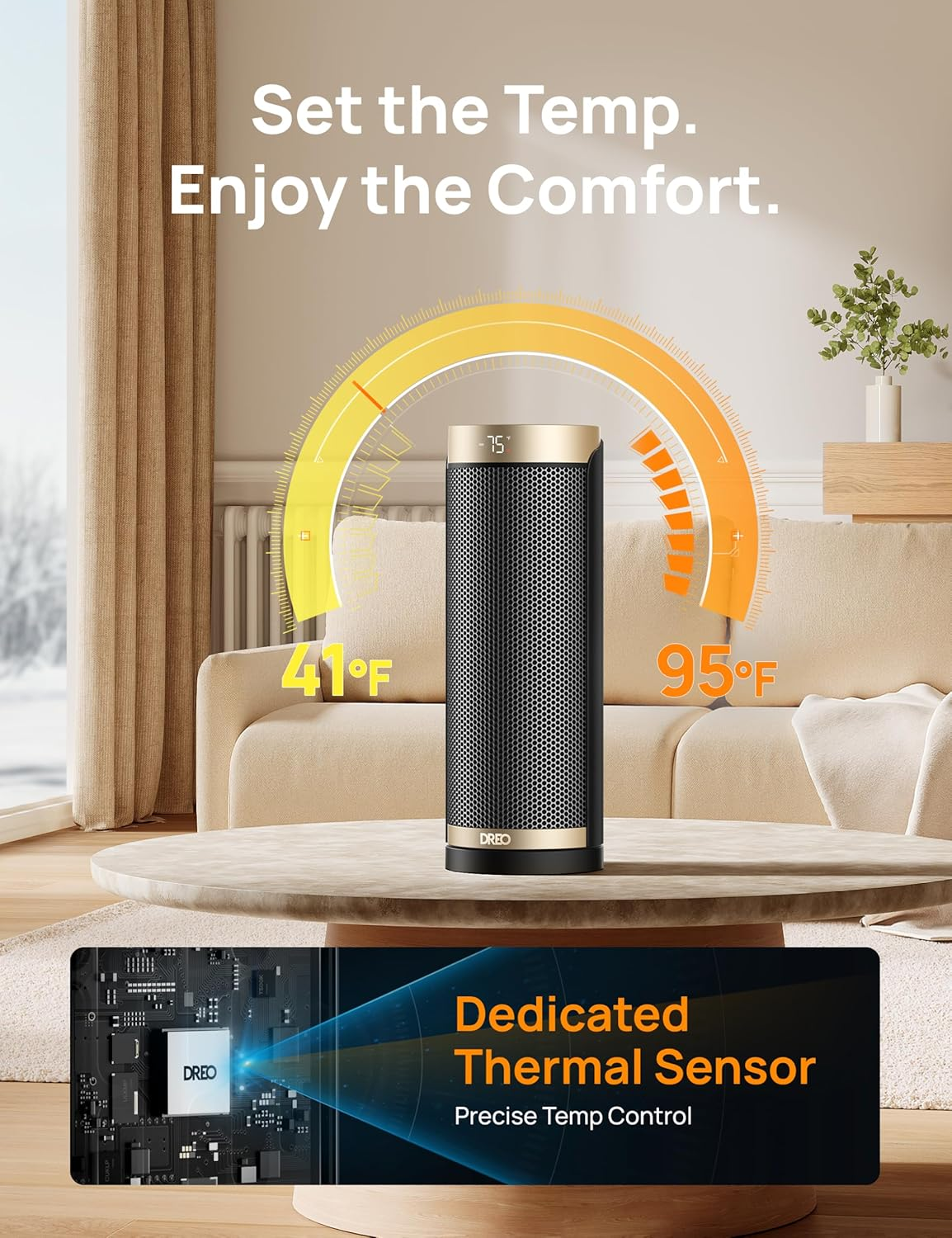 1500W Space Heater Indoor Electric Heater w/ Thermostat, Remote & Timer - Image 5