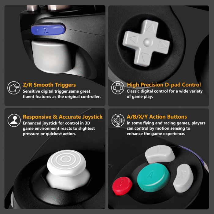 GameCube Wired Controller for Nintendo Wii/GameCube – Classic Black - Image 4