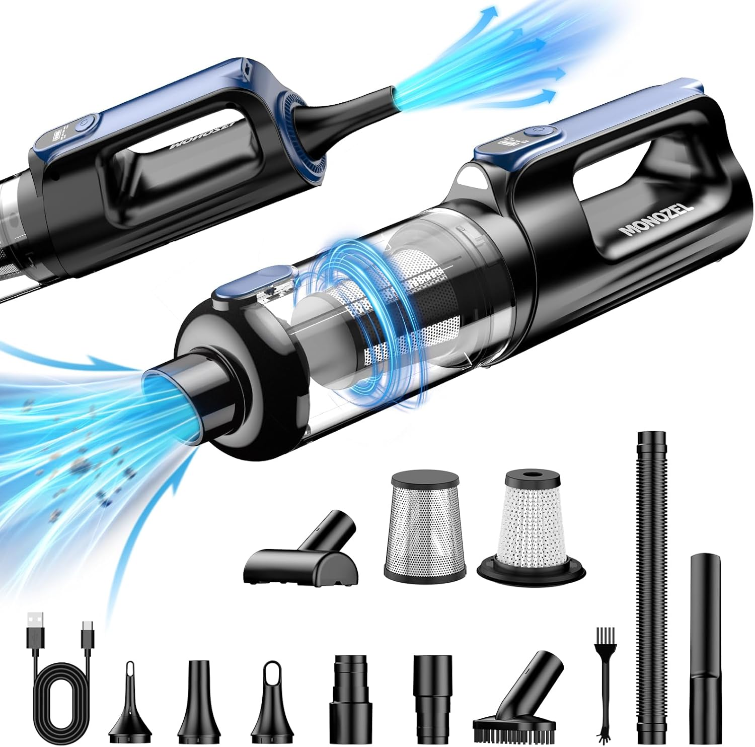 Cordless Car Vacuum & Air Duster 18000Pa Handheld 130W Brushless 7800mAh