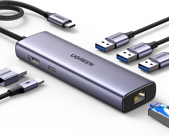 Revodok 6-in-1 USB C Hub 4K HDMI 100W PD Ethernet Adapter for Mac & iPad