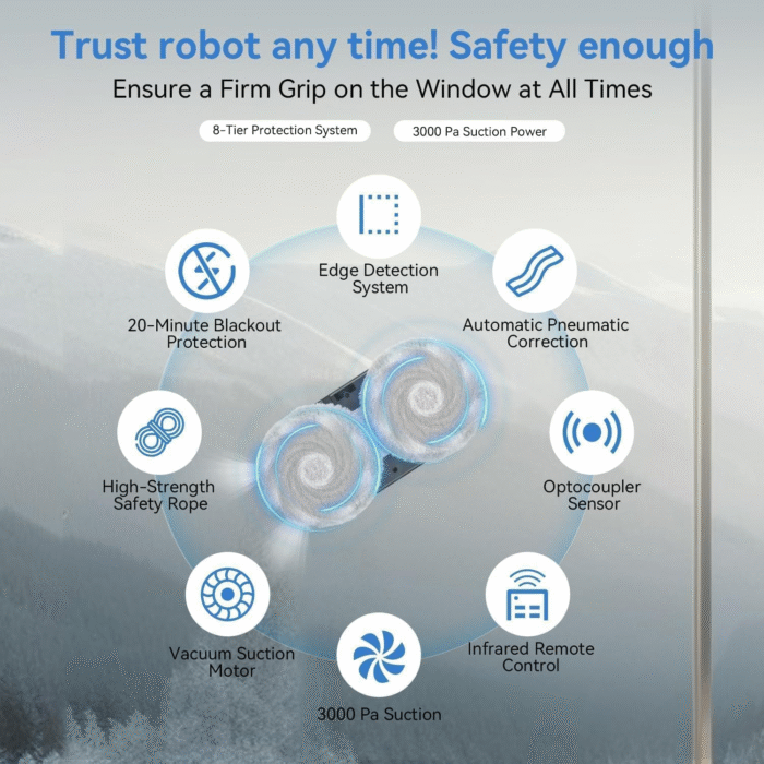 2025 Smart Window Cleaning Robot 3000Pa Dual Spray Auto Glass Cleaner SS1 - Image 2