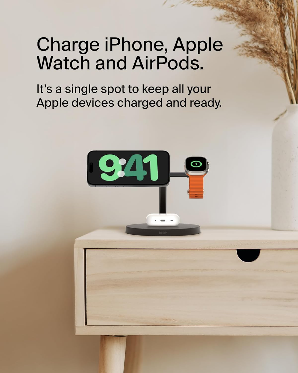 3-in-1 MagSafe Wireless Charger Station – iPhone, Apple Watch, AirPods, 15W Fast Charge - Image 2