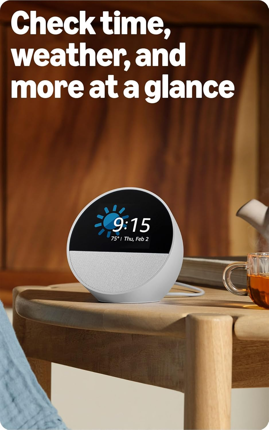 Echo Spot Smart Alarm Clock with Alexa – Nightstand & Home Hub, Black - Image 4