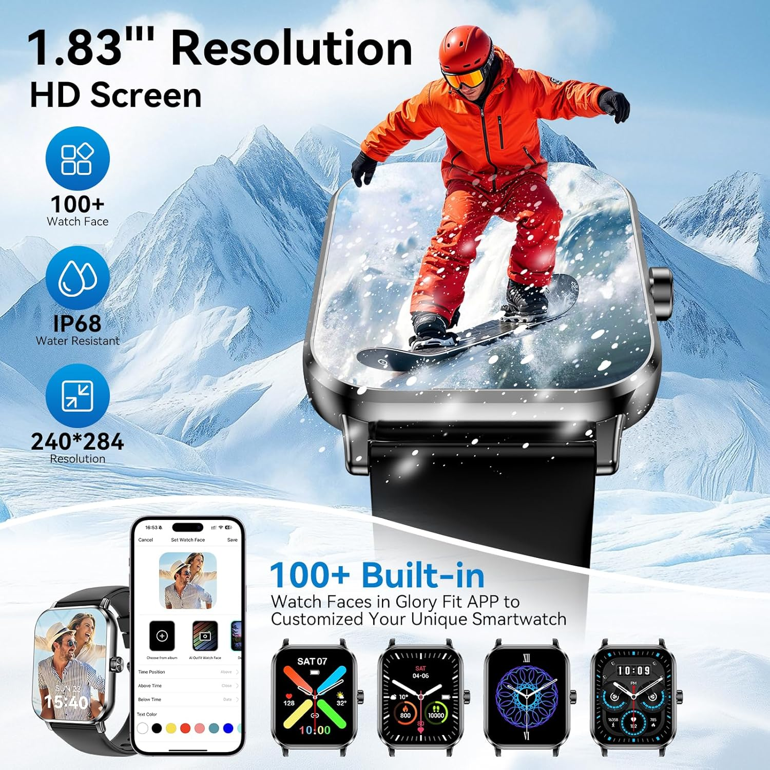 Smart Watch for Men & Women | 1.83" HD Touchscreen | Bluetooth Calling | 5ATM Waterproof Fitness Tracker - Image 2