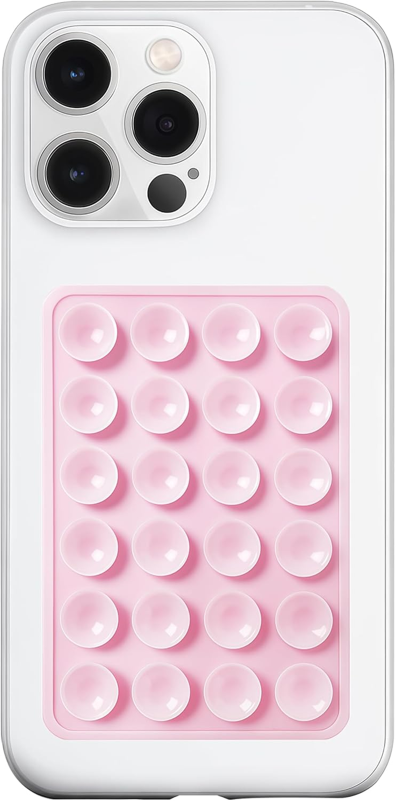 Anteel Silicone Suction Phone Case Mount – Hands-Free Adhesive Holder (Light Pink)