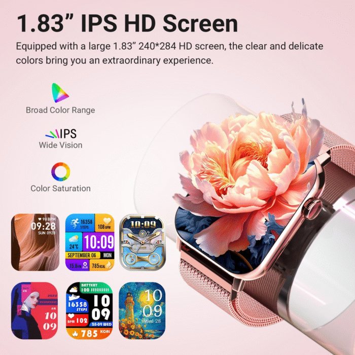Smart Watch for Women | 1.83" HD Display Fitness Tracker | Bluetooth Calling | 120+ Sports Modes - Image 6