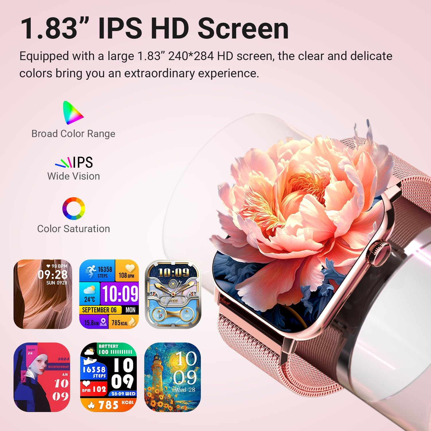 Smart Watch for Women | 1.83" HD Display Fitness Tracker | Bluetooth Calling | 120+ Sports Modes - Image 6