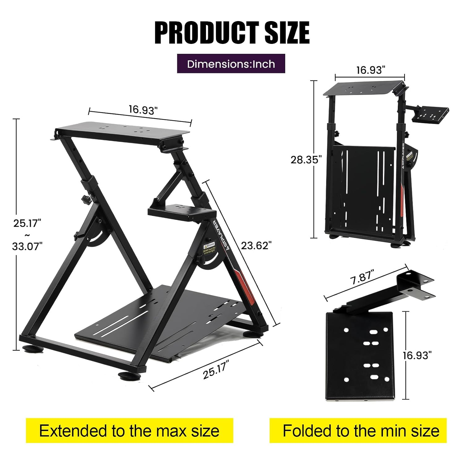 Foldable Sim Racing Wheel Stand for Logitech & Thrustmaster | Adjustable Cockpit - Image 5