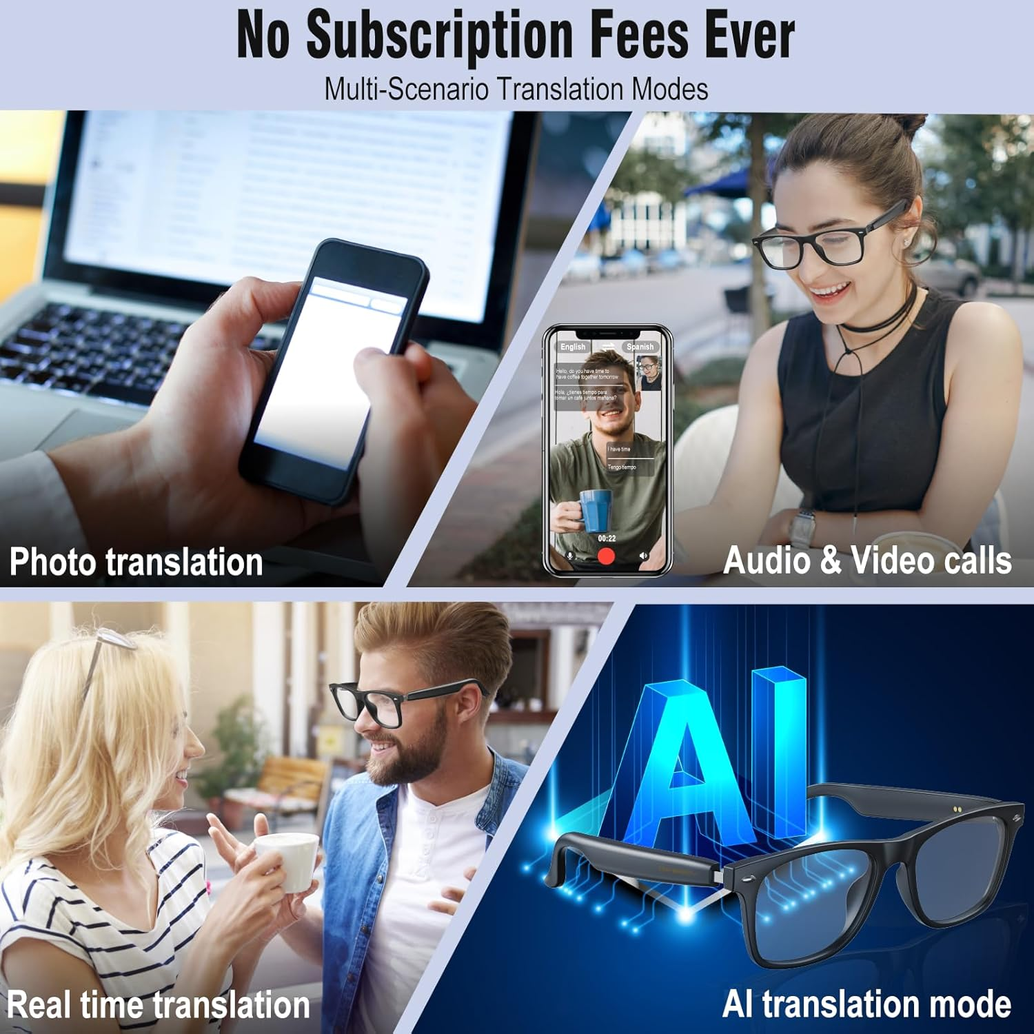 AI Translation Smart Glasses with ChatGPT, 164 Languages, Music & Calls - Image 4