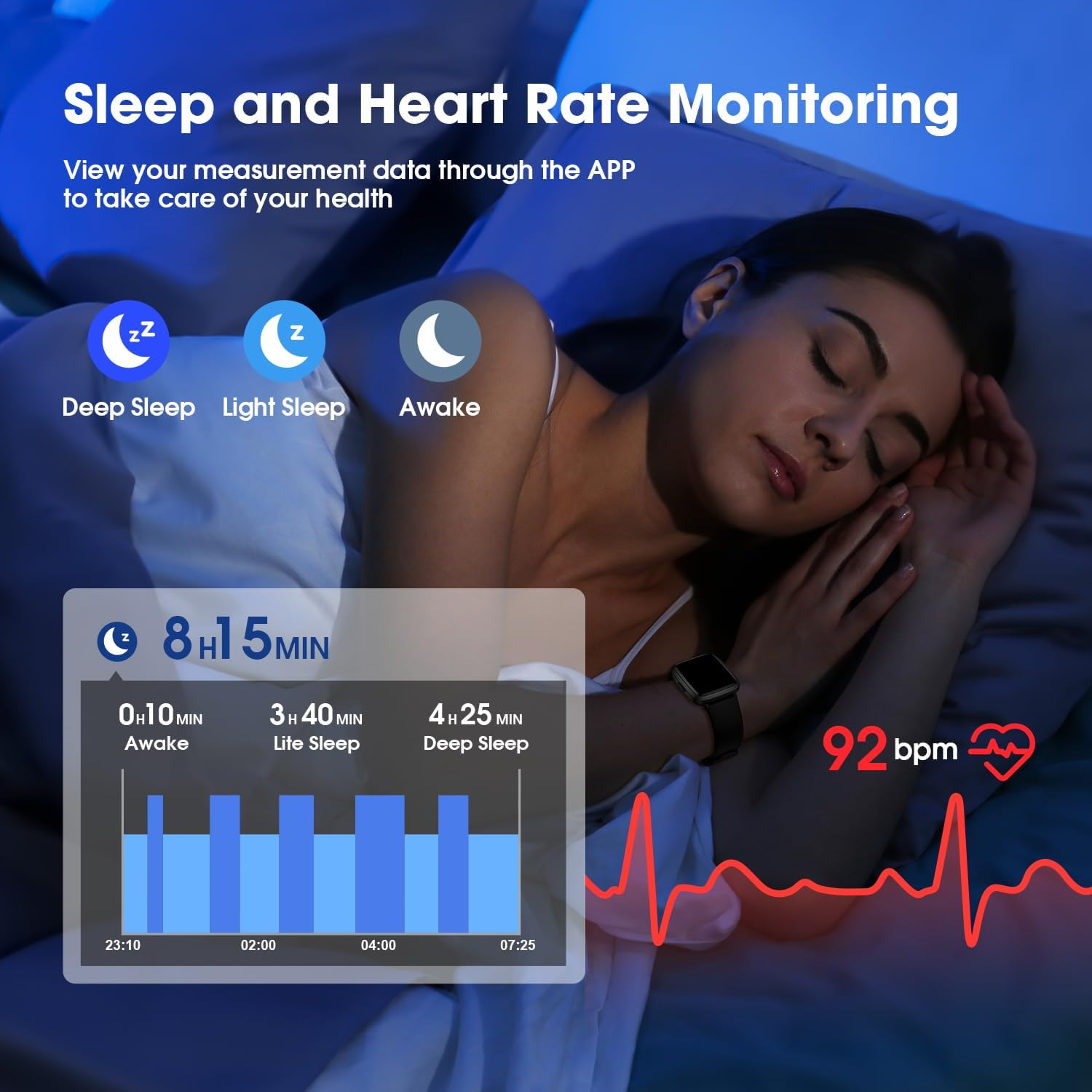 Smart Fitness Tracker Watch 5ATM Waterproof Heart Rate & Sleep Monitor with Pedometer - Image 7
