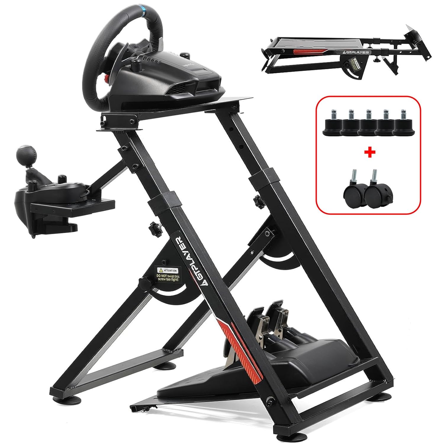Foldable Sim Racing Wheel Stand for Logitech & Thrustmaster | Adjustable Cockpit