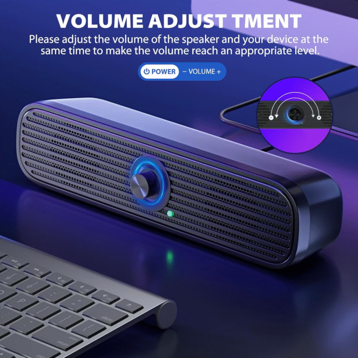 USB Powered Computer Speakers – Wired Stereo Sound with Volume Control, 3.5mm AUX for PC, Laptop & Tablet - Image 2