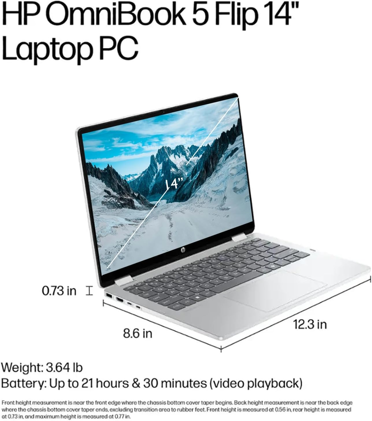 HP Omnibook 5 Flip 14" 2K Touch Laptop | Intel Core 5 120U | 8GB RAM | 512GB SSD | Win 11 Pro - Image 4