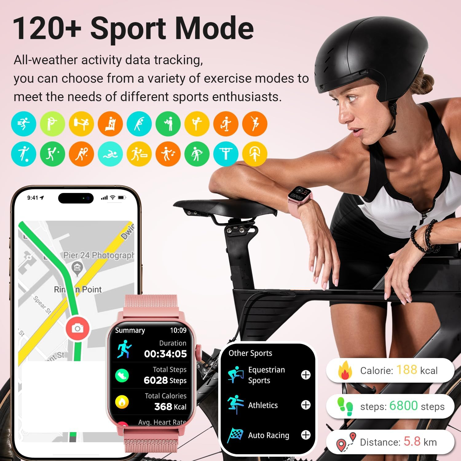 Smart Watch for Women | 1.83" HD Display Fitness Tracker | Bluetooth Calling | 120+ Sports Modes - Image 3