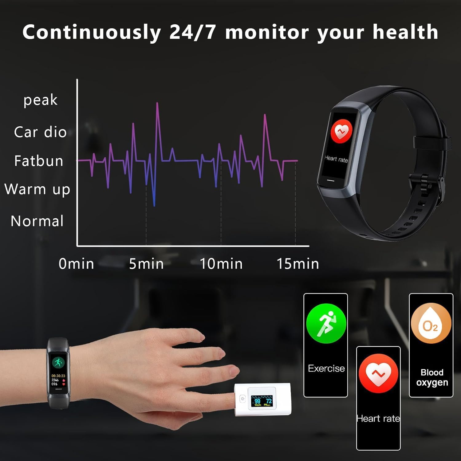 Smart Fitness Tracker Watch 1.1" AMOLED Screen IP68 Waterproof - Image 6