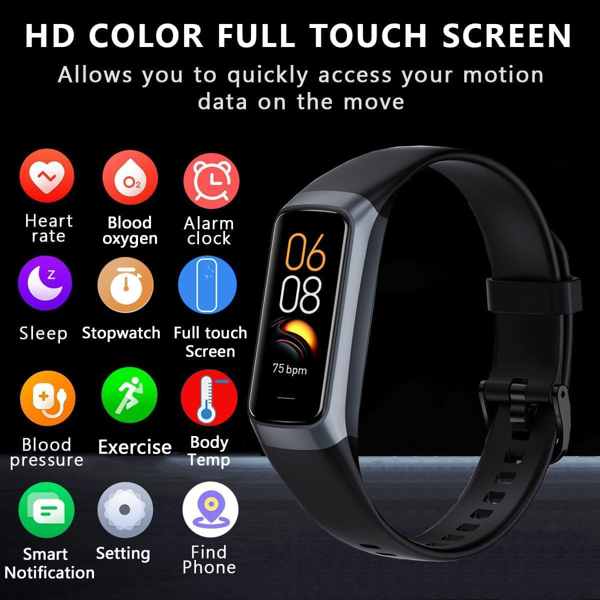 Smart Fitness Tracker Watch 1.1" AMOLED Screen IP68 Waterproof - Image 2