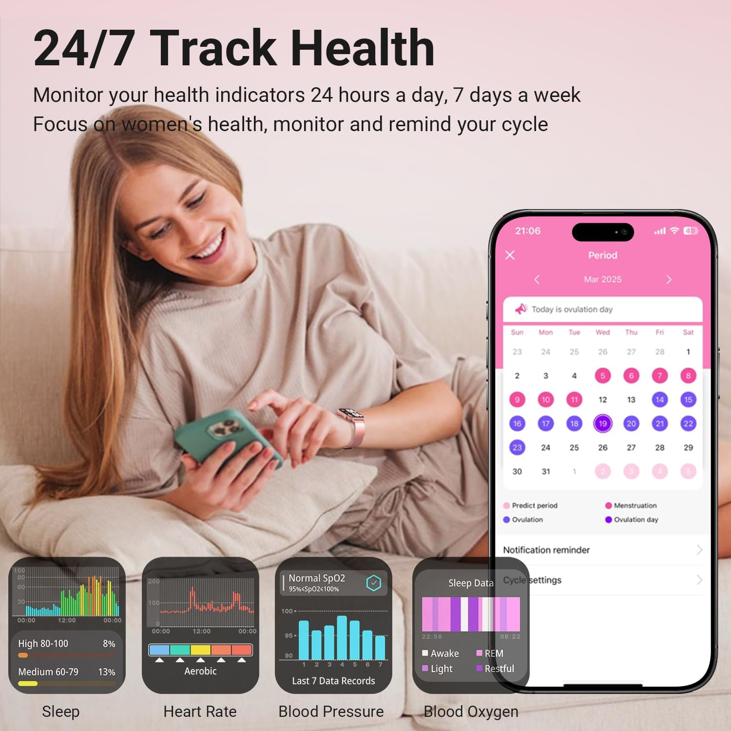 Smart Watch for Women | 1.83" HD Display Fitness Tracker | Bluetooth Calling | 120+ Sports Modes - Image 4