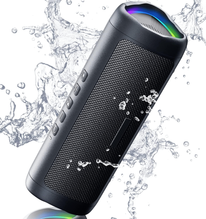 Bluetooth Speaker – Waterproof, Deep Bass, 20H Playtime, TWS Pairing, LED Lights