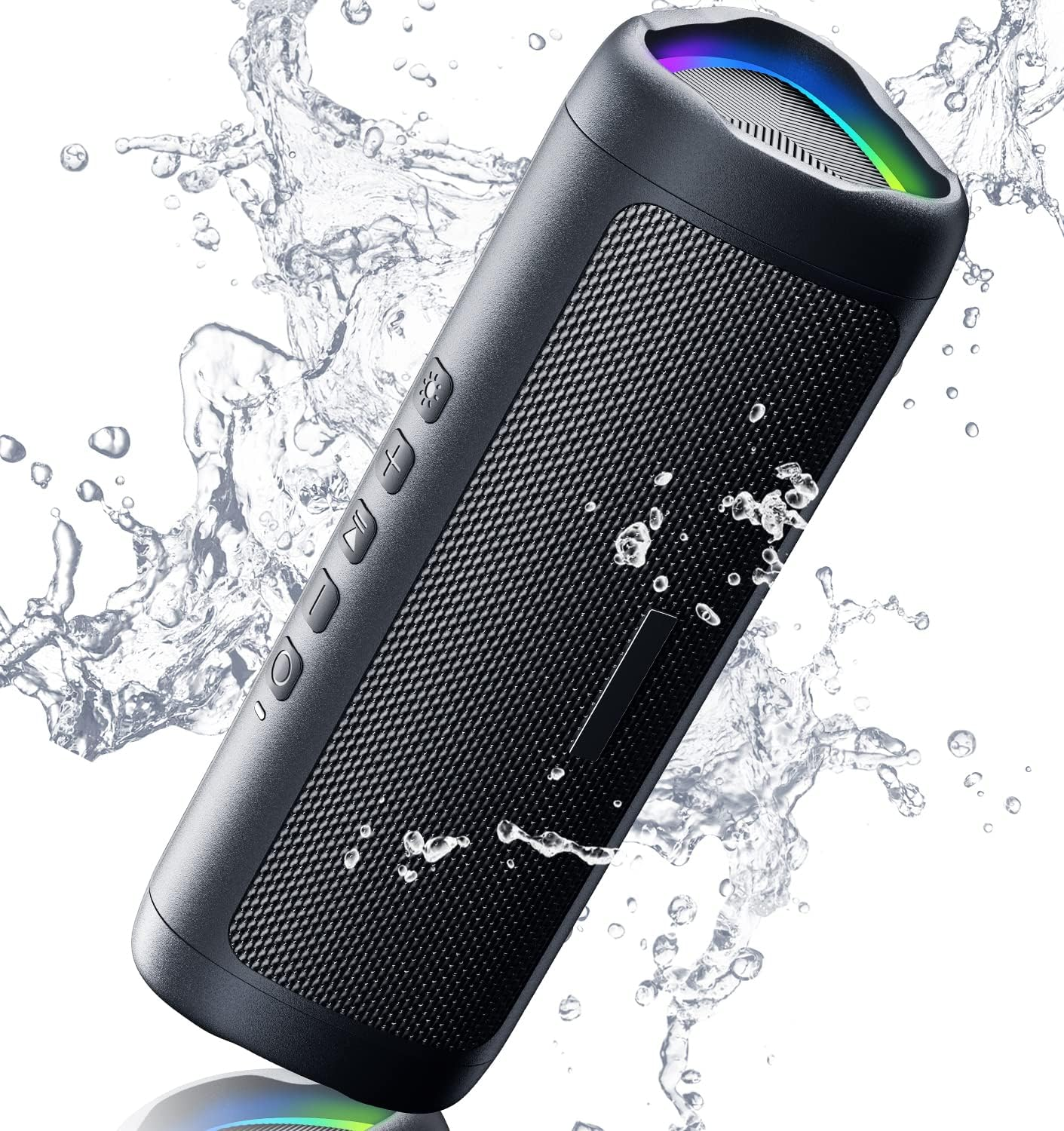 Bluetooth Speaker – Waterproof, Deep Bass, 20H Playtime, TWS Pairing, LED Lights