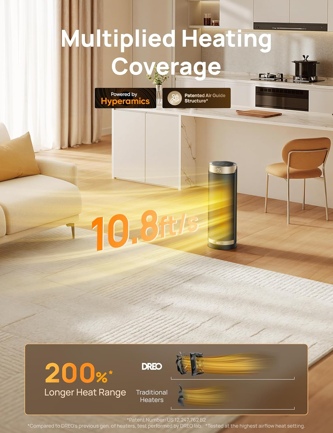 1500W Space Heater Indoor Electric Heater w/ Thermostat, Remote & Timer - Image 3