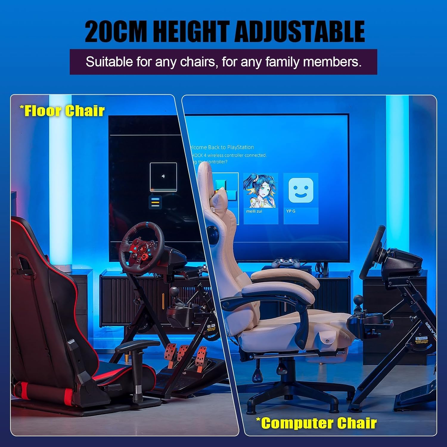 Foldable Sim Racing Wheel Stand for Logitech & Thrustmaster | Adjustable Cockpit - Image 6