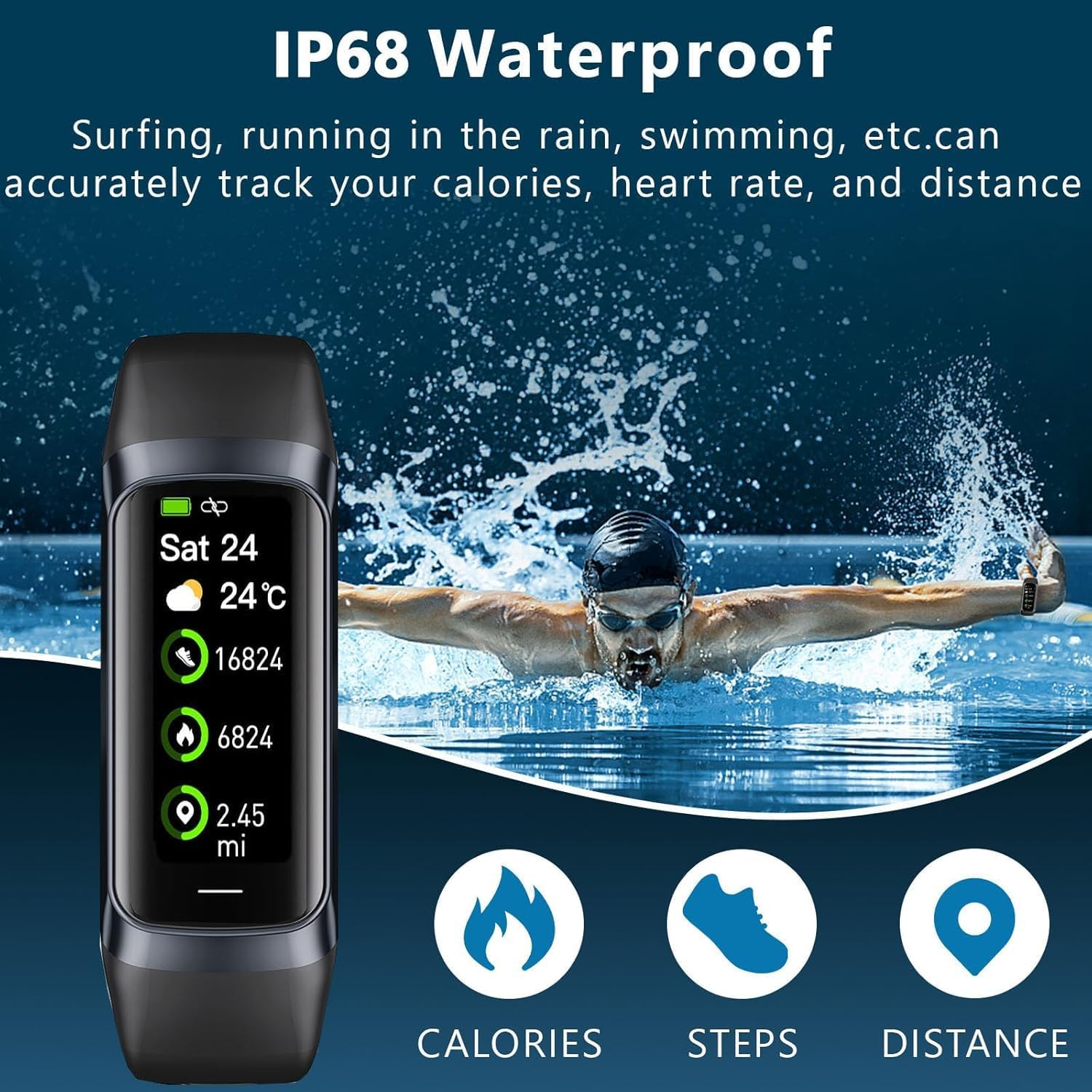 Smart Fitness Tracker Watch 1.1" AMOLED Screen IP68 Waterproof - Image 3